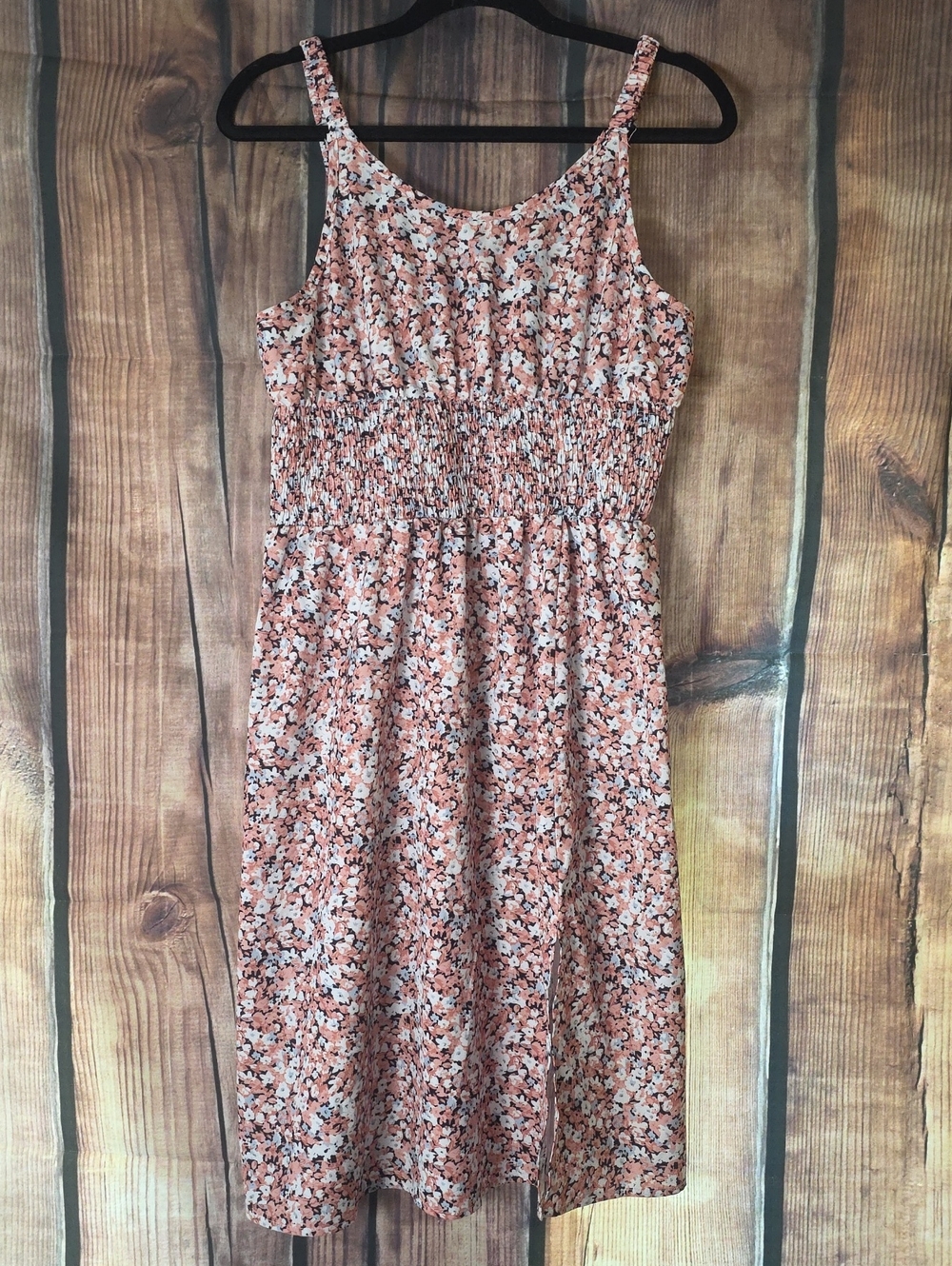 Source Unknown Large Peach Floral Smocked Dress